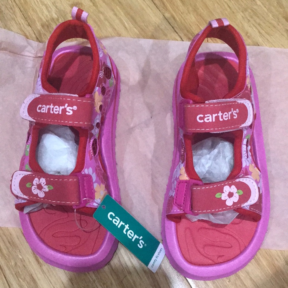 Carter’s Kuala Pink Red Flower Girl Summer Sandals size 7 & 8 Toddler